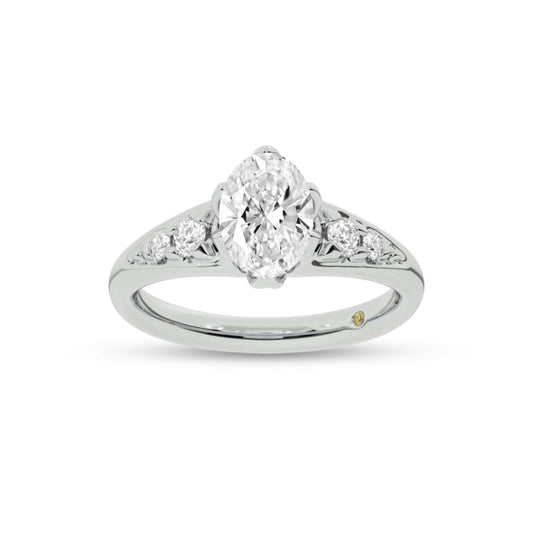 Lyon Tapered Pavé Oval Lab Grown Diamond Engagement Ring
