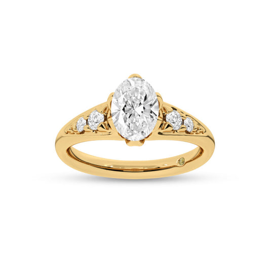Lyon Tapered Pavé Oval Lab Grown Diamond Engagement Ring