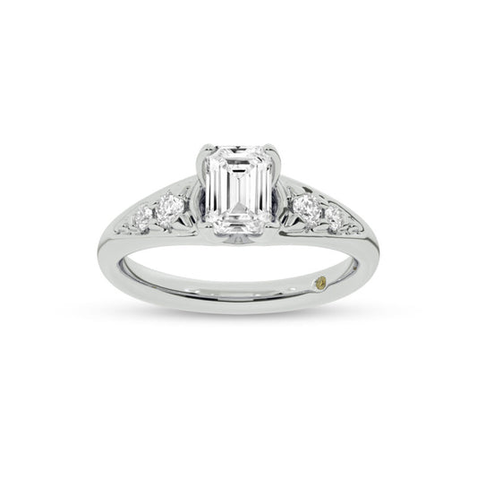 Lyon Tapered Pavé Emerald Cut Lab Grown Diamond Engagement Ring