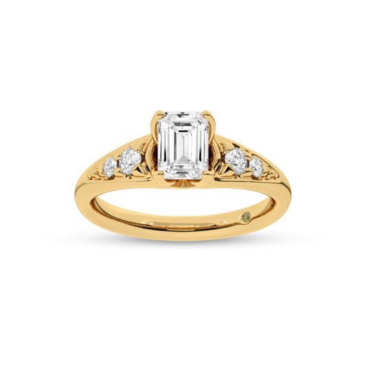 Lyon Tapered Pavé Emerald Cut Lab Grown Diamond Engagement Ring