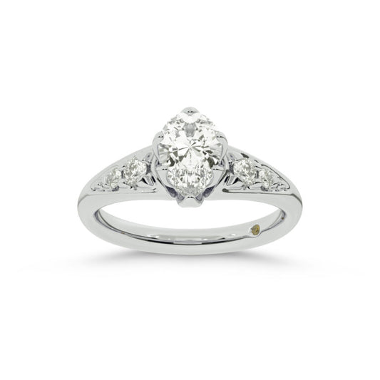 Lyon Tapered Pavé Pear Shape Lab Grown Diamond Engagement Ring