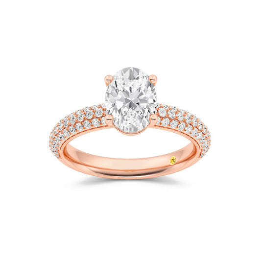 Delos Triple Row Pavé Set Oval Lab Grown Diamond Engagement Ring