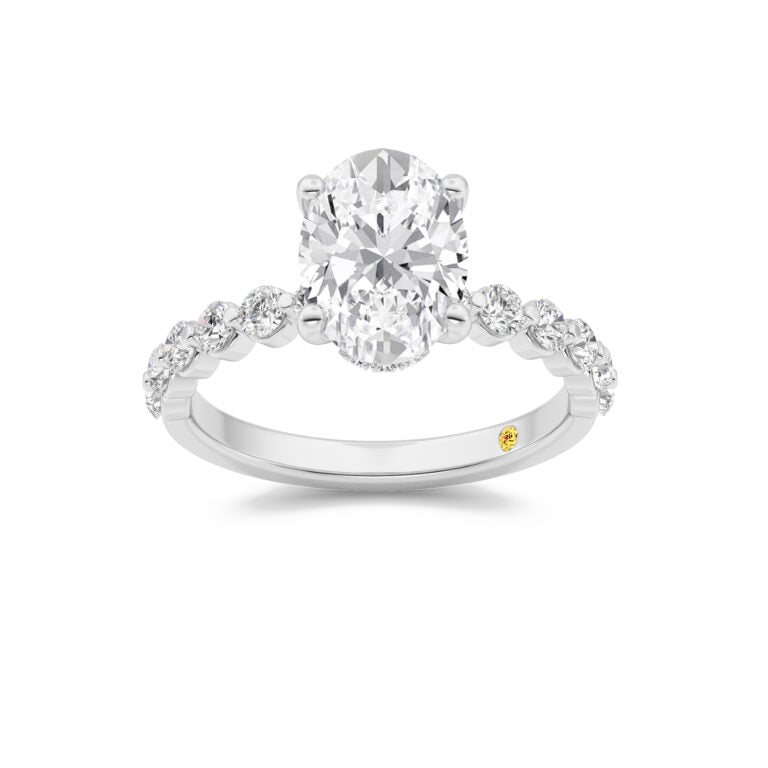 Frost Shared Prong Oval Lab Grown Diamond Engagement Ring