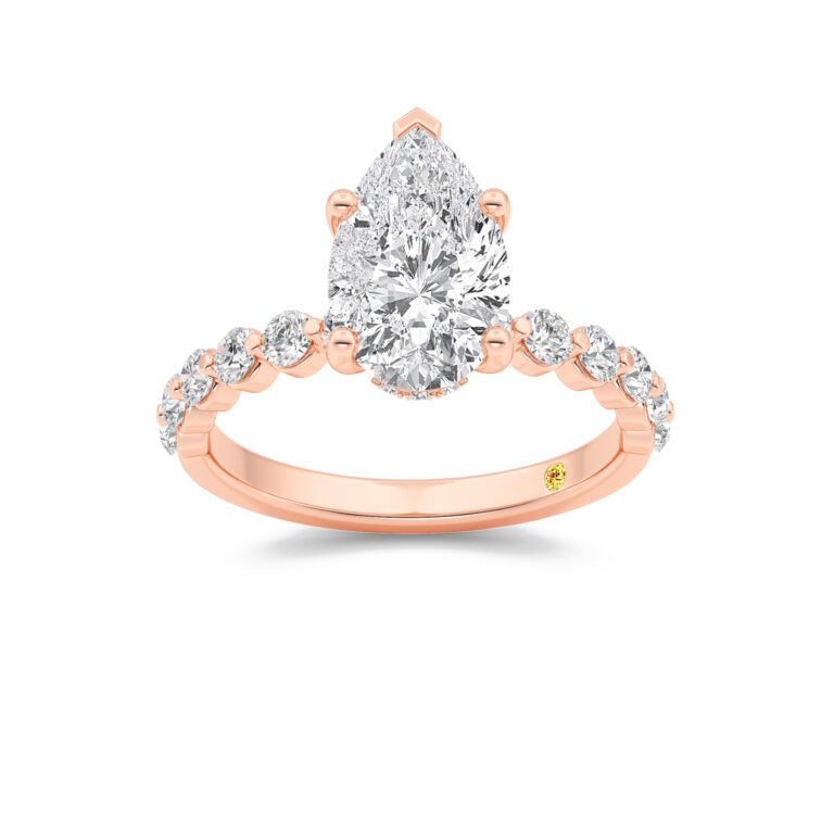 Frost Shared Prong Pear Shape Lab Grown Diamond Engagement Ring