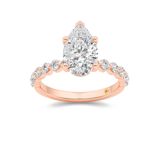 Frost Shared Prong Pear Shape Lab Grown Diamond Engagement Ring