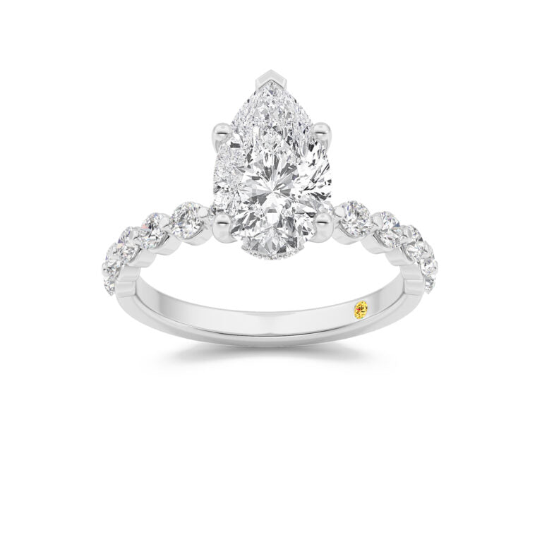 Frost Shared Prong Pear Shape Lab Grown Diamond Engagement Ring
