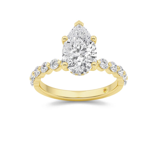 Frost Shared Prong Pear Shape Lab Grown Diamond Engagement Ring
