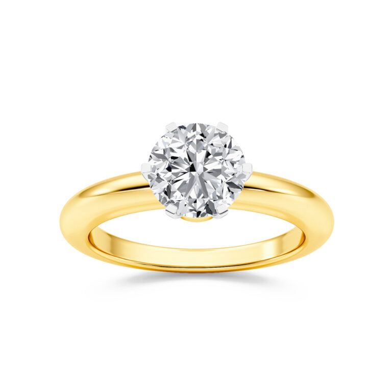 EmberBloom Two Toned Round Lab Grown Diamond Engagement Ring
