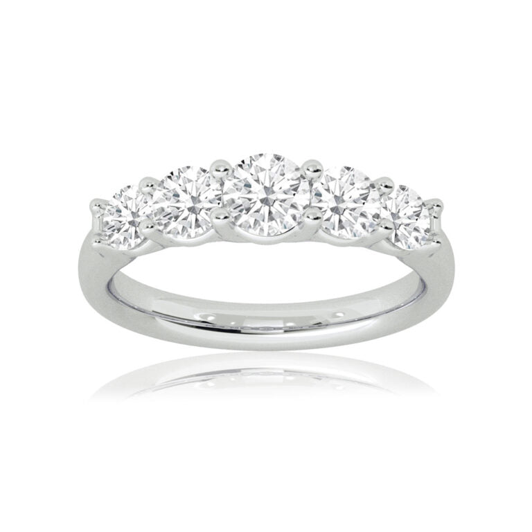 Milano White Gold Graduating Five Stone Lab Grown Diamond Ring
