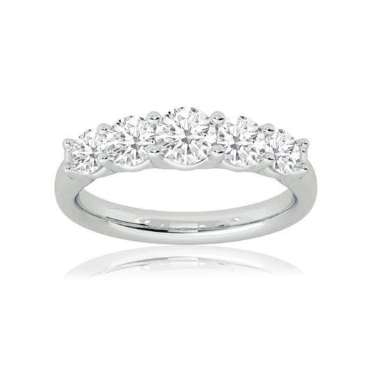 Milano White Gold Graduating Five Stone Lab Grown Diamond Ring