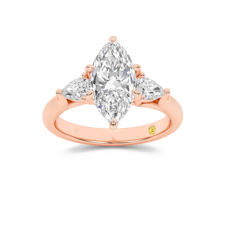 Lumina Three Stone Marquise Lab Grown Diamond Engagement Ring
