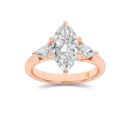 Lumina Three Stone Marquise Lab Grown Diamond Engagement Ring