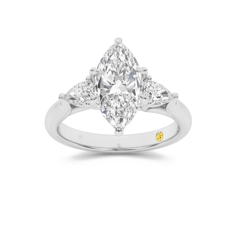 Lumina Three Stone Marquise Lab Grown Diamond Engagement Ring