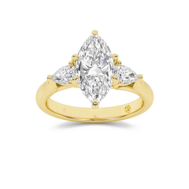 Lumina Three Stone Marquise Lab Grown Diamond Engagement Ring