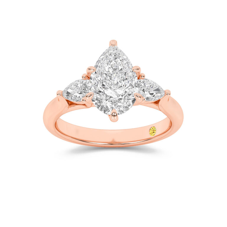 Lumina Three Stone Pear Shape Lab Grown Diamond Engagement Ring