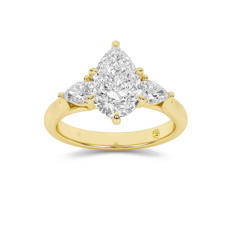 Lumina Three Stone Pear Shape Lab Grown Diamond Engagement Ring