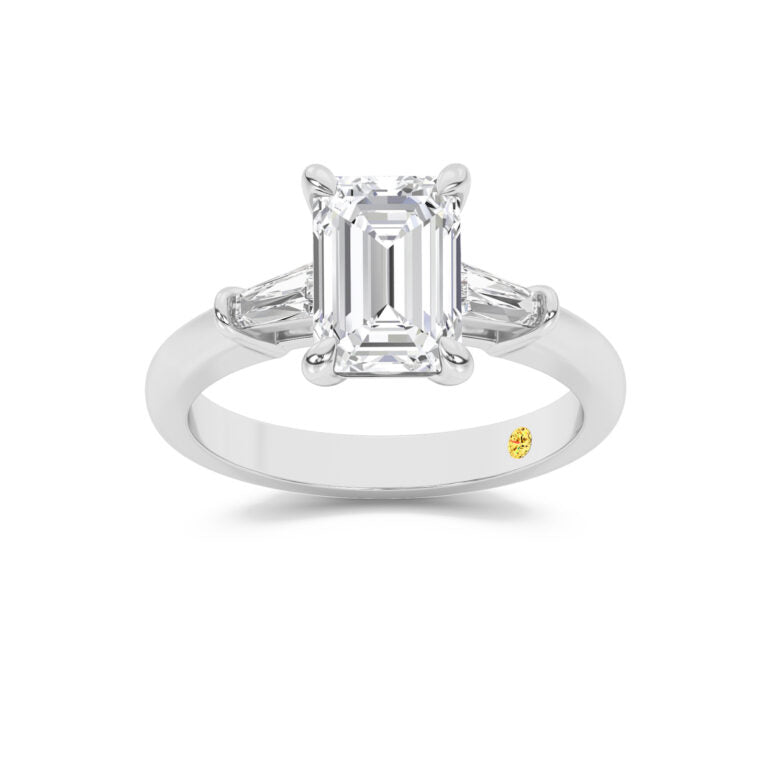 Ignite Three Stone Emerald Cut Lab Grown Diamond Engagement Ring