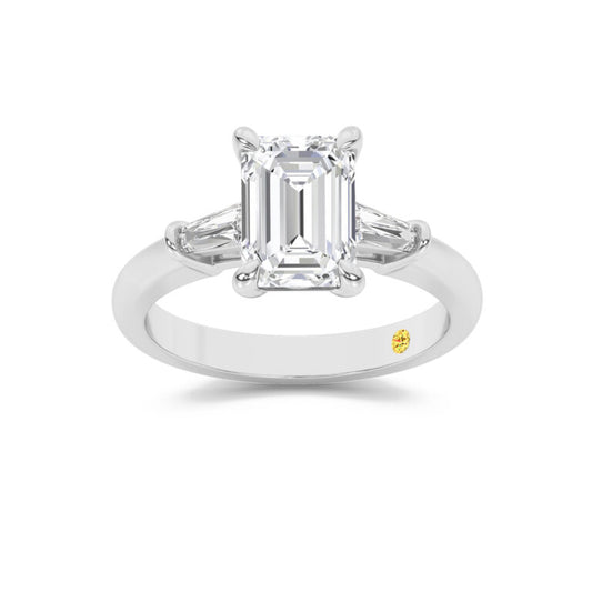Ignite Three Stone Emerald Cut Lab Grown Diamond Engagement Ring