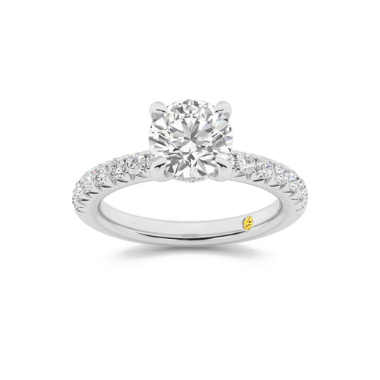 Embers Half Coverage Hidden Halo Round Lab Grown Diamond Engagement Ring