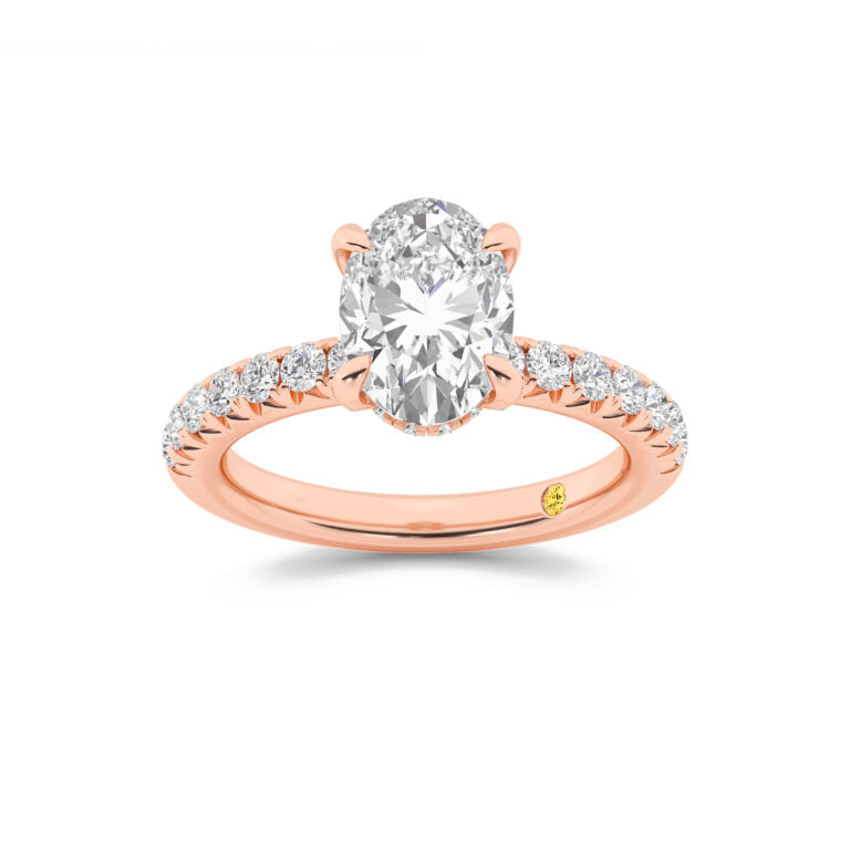 Embers Half Coverage Hidden Halo Oval Lab Grown Diamond Engagement Ring