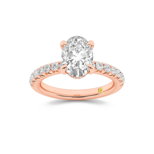 Embers Half Coverage Hidden Halo Oval Lab Grown Diamond Engagement Ring