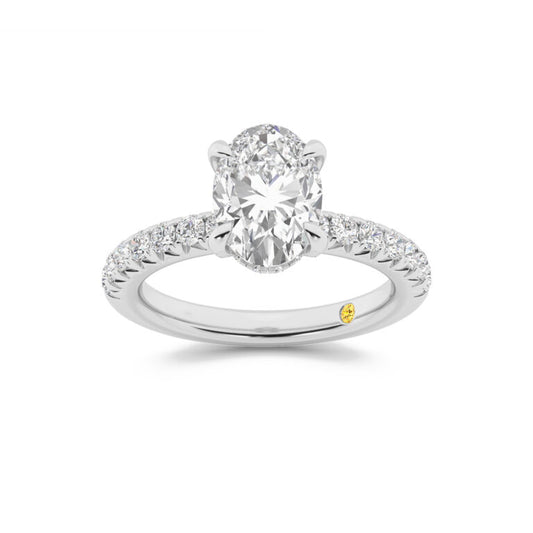 Embers Half Coverage Hidden Halo Oval Lab Grown Diamond Engagement Ring