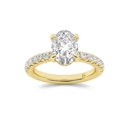 Embers Half Coverage Hidden Halo Oval Lab Grown Diamond Engagement Ring