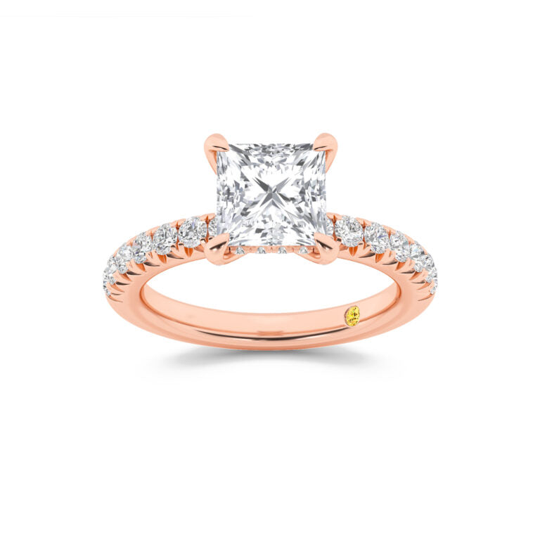 Embers Half Coverage Hidden Halo Princess Cut Lab Grown Diamond Engagement Ring