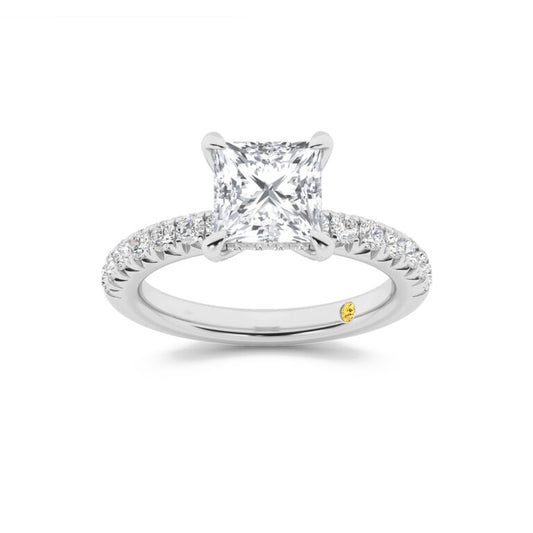 Embers Half Coverage Hidden Halo Princess Cut Lab Grown Diamond Engagement Ring