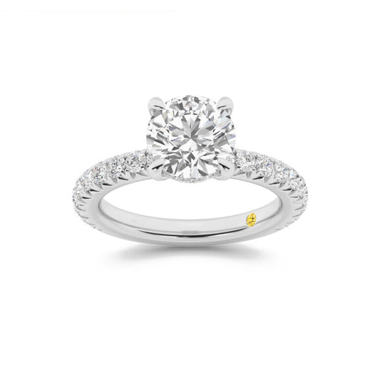 Embers Three Quarter Coverage Hidden Halo Round Lab Grown Diamond Engagement Ring