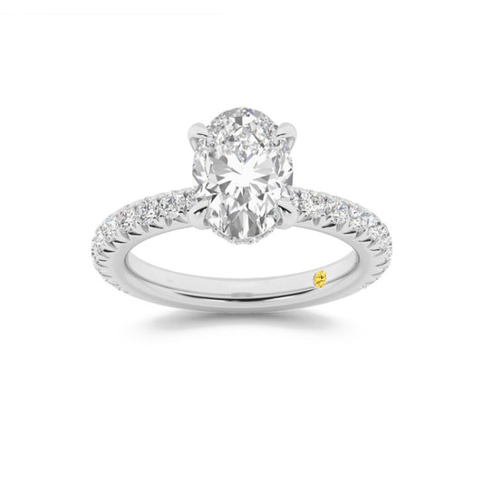 Embers Three Quarter Coverage Hidden Halo Oval Lab Grown Diamond Engagement Ring