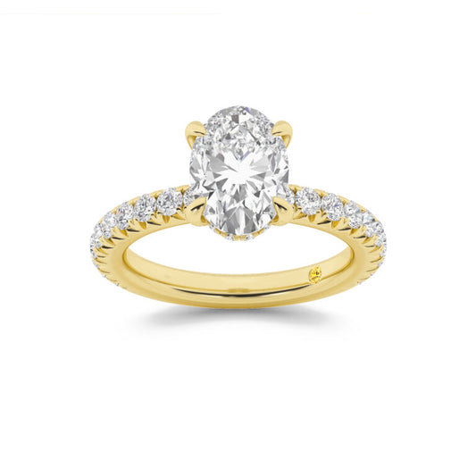 Embers Three Quarter Coverage Hidden Halo Oval Lab Grown Diamond Engagement Ring