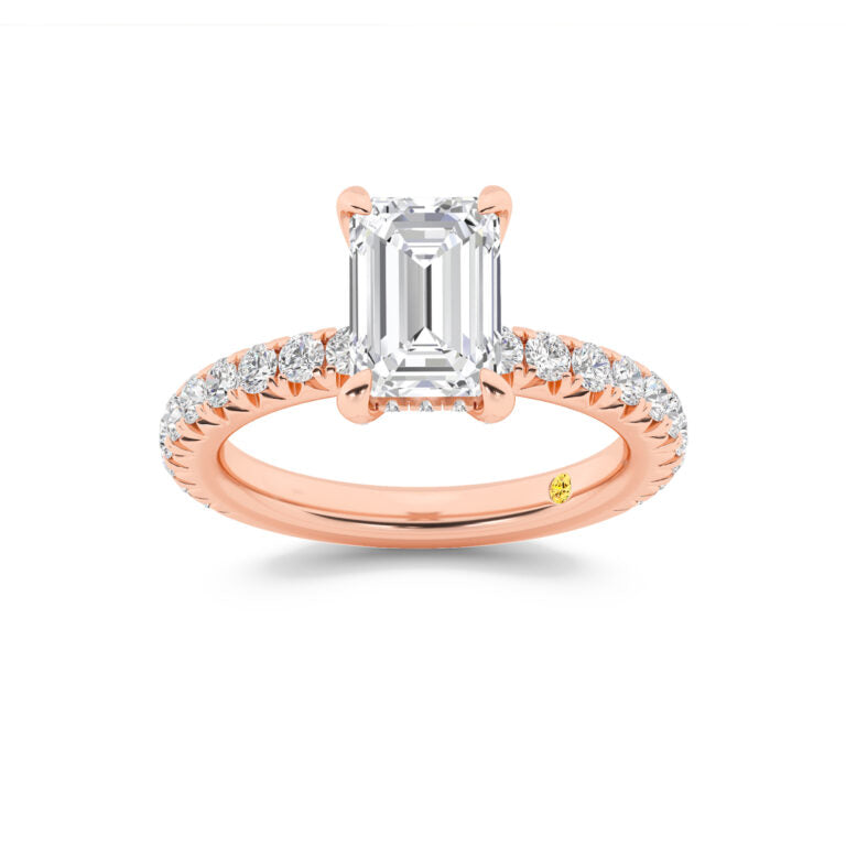 Embers Three Quarter Coverage Hidden Halo Emerald Cut Lab Grown Diamond Engagement Ring