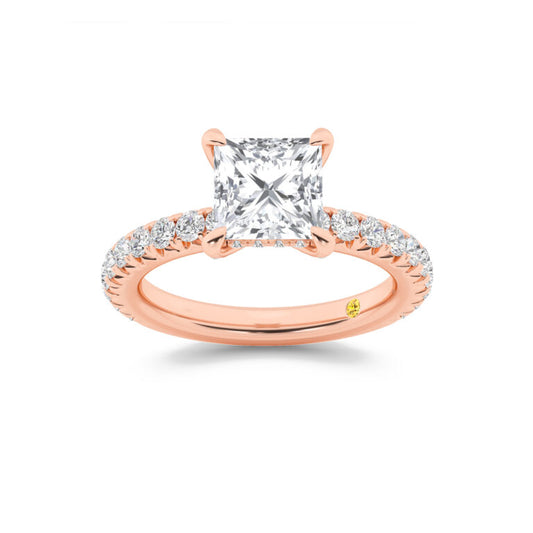 Embers Three Quarter Coverage Hidden Halo Princess Cut Lab Grown Diamond Engagement Ring