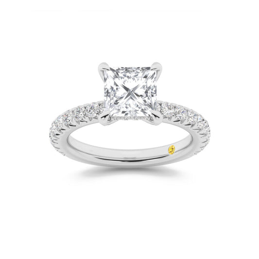 Embers Three Quarter Coverage Hidden Halo Princess Cut Lab Grown Diamond Engagement Ring