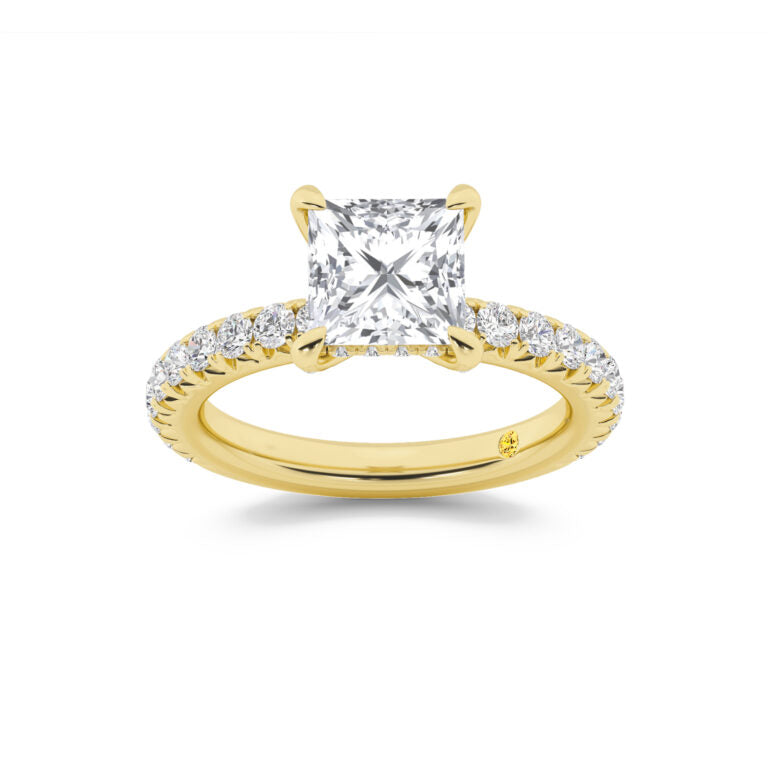 Embers Three Quarter Coverage Hidden Halo Princess Cut Lab Grown Diamond Engagement Ring