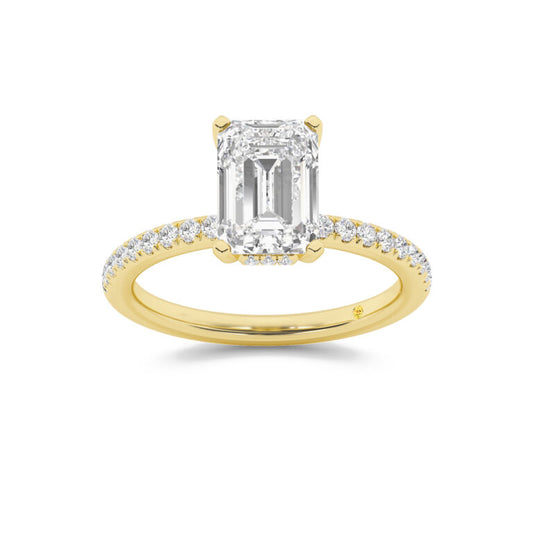 Kyoto Hidden Halo Emerald Cut Lab Grown Diamond Engagement Ring