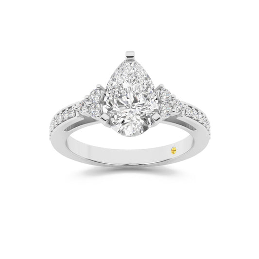 Glyph Half Coverage Illusion Trilliant Pear Shape Lab Diamond Engagement Ring
