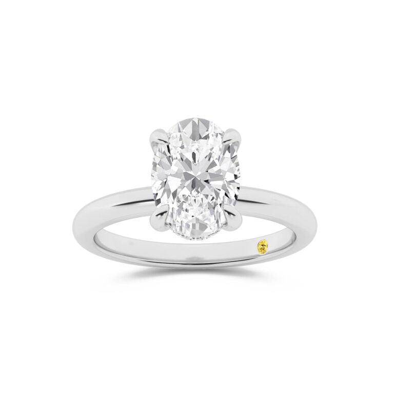 Fez Lab Grown Hidden Halo Oval Shape Diamond Engagement RIng