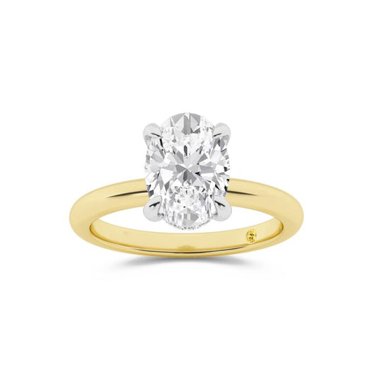 Fez Lab Grown Hidden Halo Oval Shape Diamond Engagement Ring