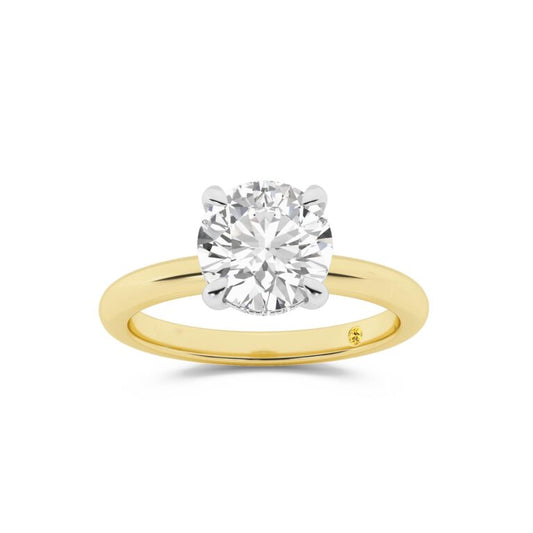 Fez Lab Grown Hidden Halo Round Diamond Engagement Ring