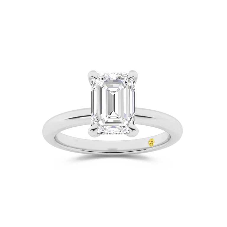 Fez Lab Grown Hidden Halo Emerald Cut Diamond Engagement RIng