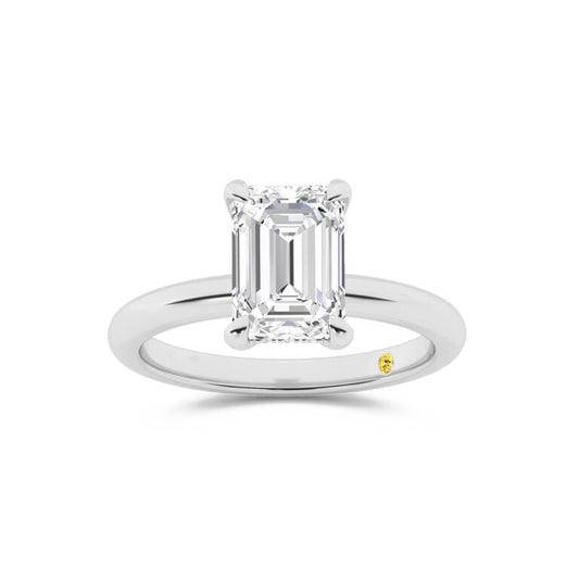 Fez Lab Grown Hidden Halo Emerald Cut Diamond Engagement RIng