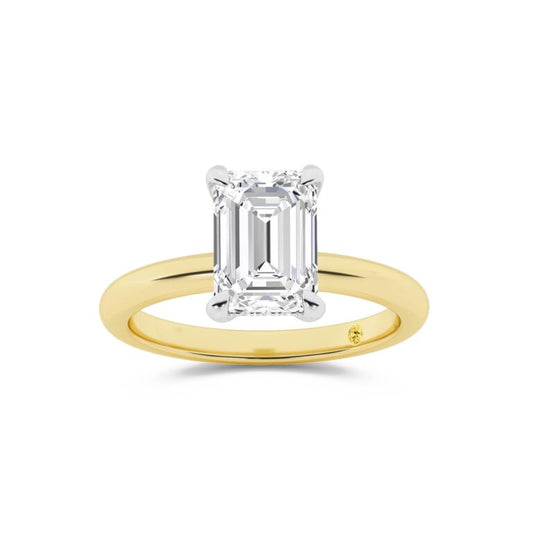 Fez Lab Grown Hidden Halo Emerald Cut Diamond Engagement Ring