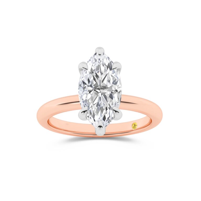 Fez Lab Grown Hidden Halo Marquise Shape Diamond Engagement RIng