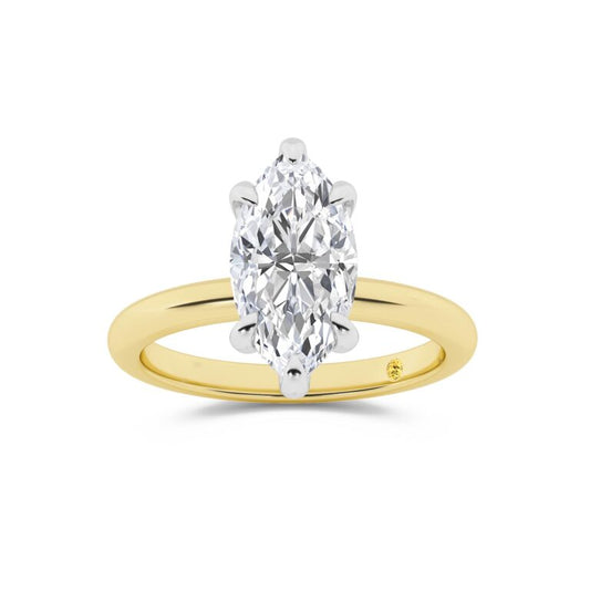 Fez Lab Grown Hidden Halo Marquise Shape Diamond Engagement RIng