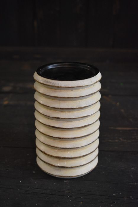 Ribbed White Candle Holder - Large