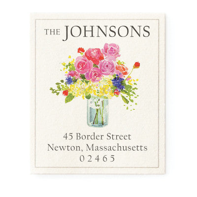 Flowers In Glass Jar Return Address Labels