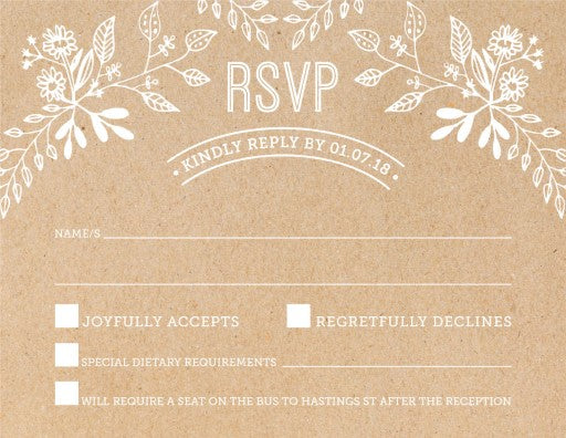 Rustic Floral Sketch RSVP Cards by Kat M.