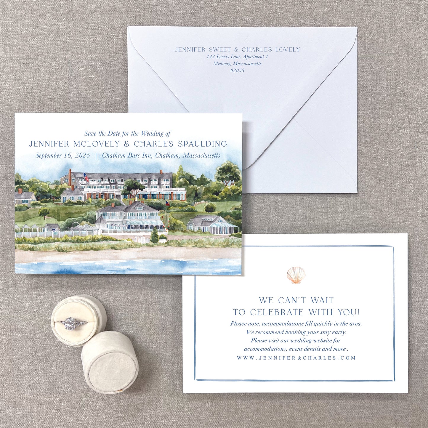Chatham Bars Inn, Chatham, Cape Cod, Massachusetts Watercolor Venue Save The Dates